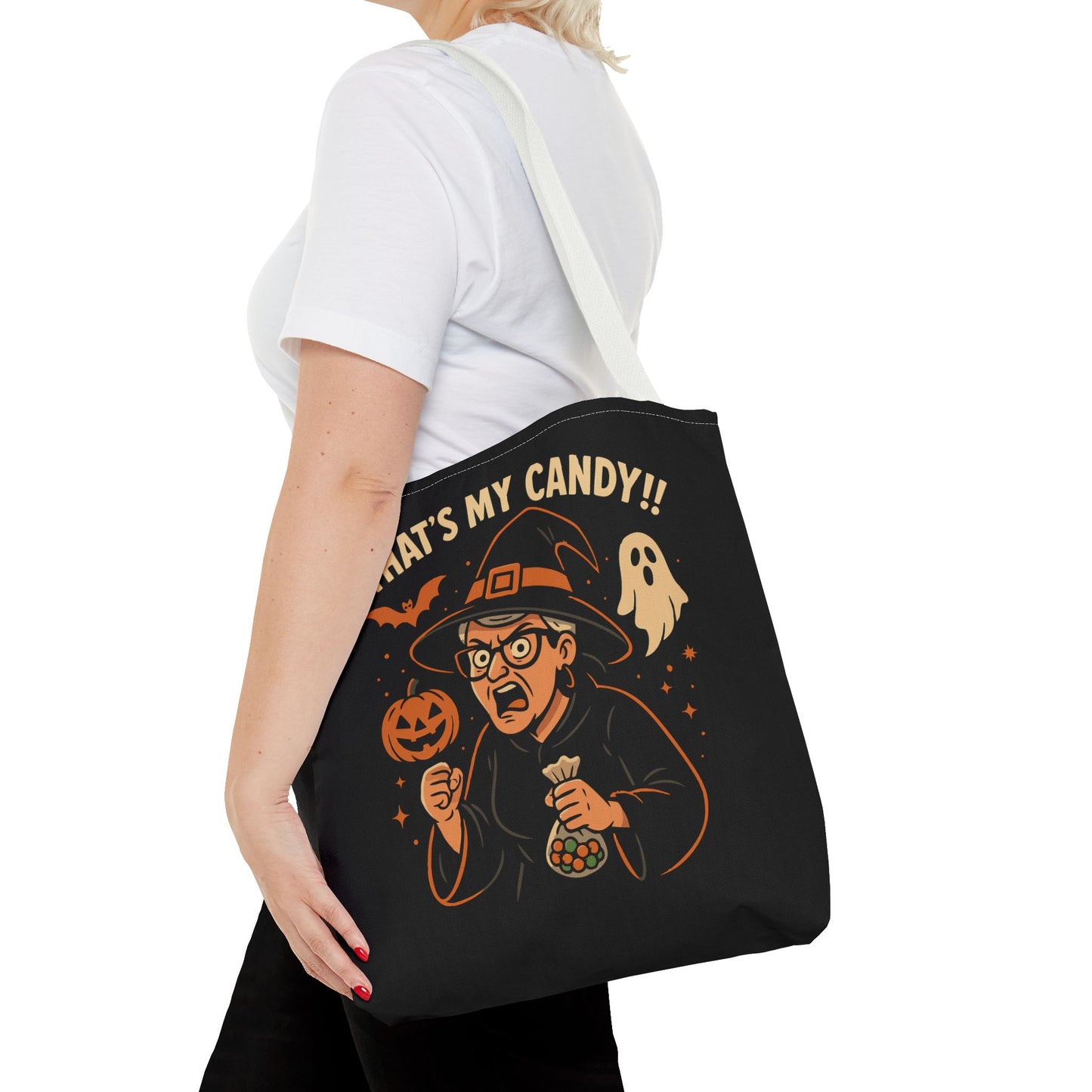 Halloween Witch Tote Bag, Trick or Treat Bag, Spooky Gift, Candy Collector Tote, Fall Shopping Bag, Funny Witch named Karen