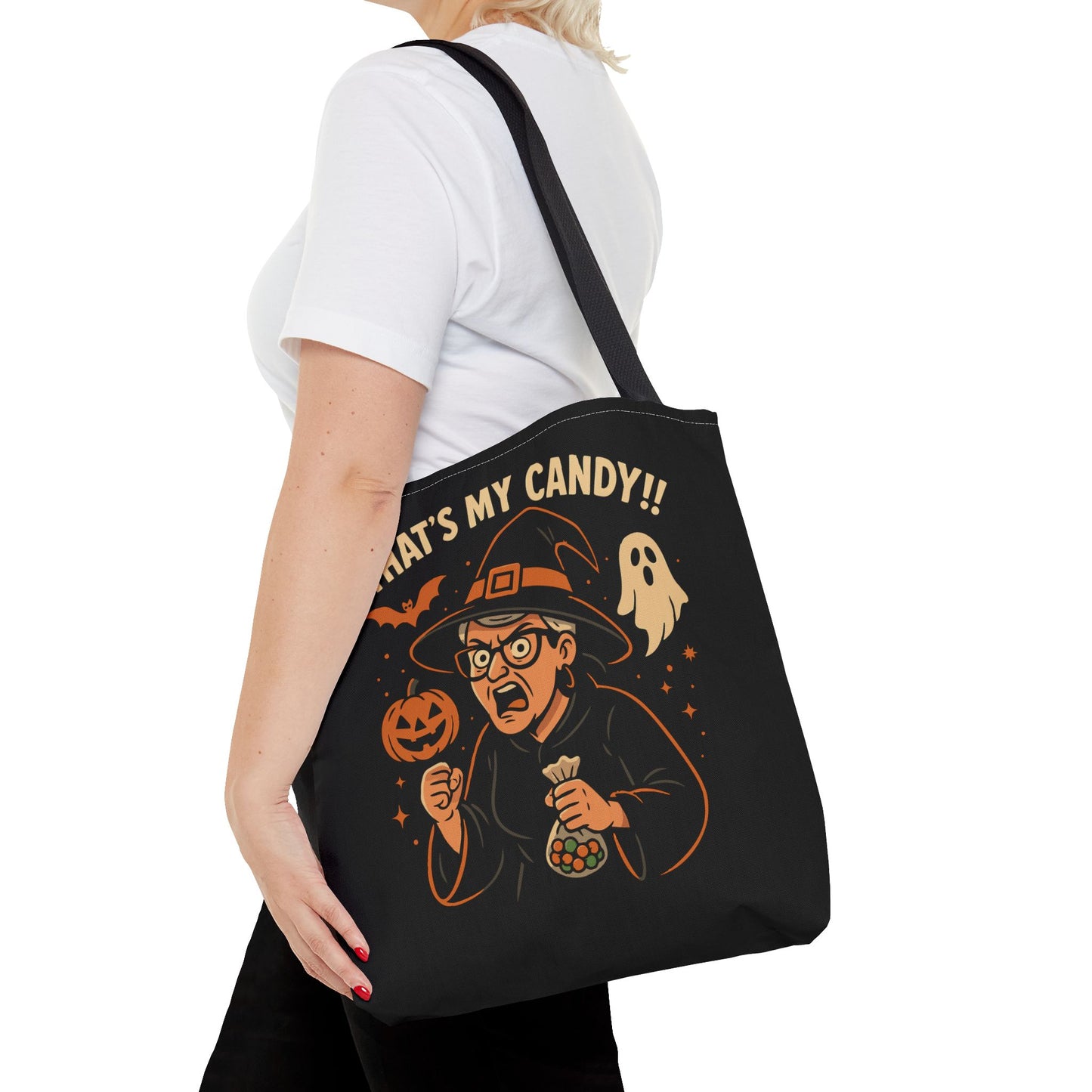Halloween Witch Tote Bag, Trick or Treat Bag, Spooky Gift, Candy Collector Tote, Fall Shopping Bag, Funny Witch named Karen