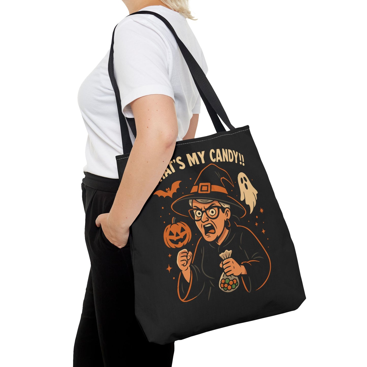 Halloween Witch Tote Bag, Trick or Treat Bag, Spooky Gift, Candy Collector Tote, Fall Shopping Bag, Funny Witch named Karen