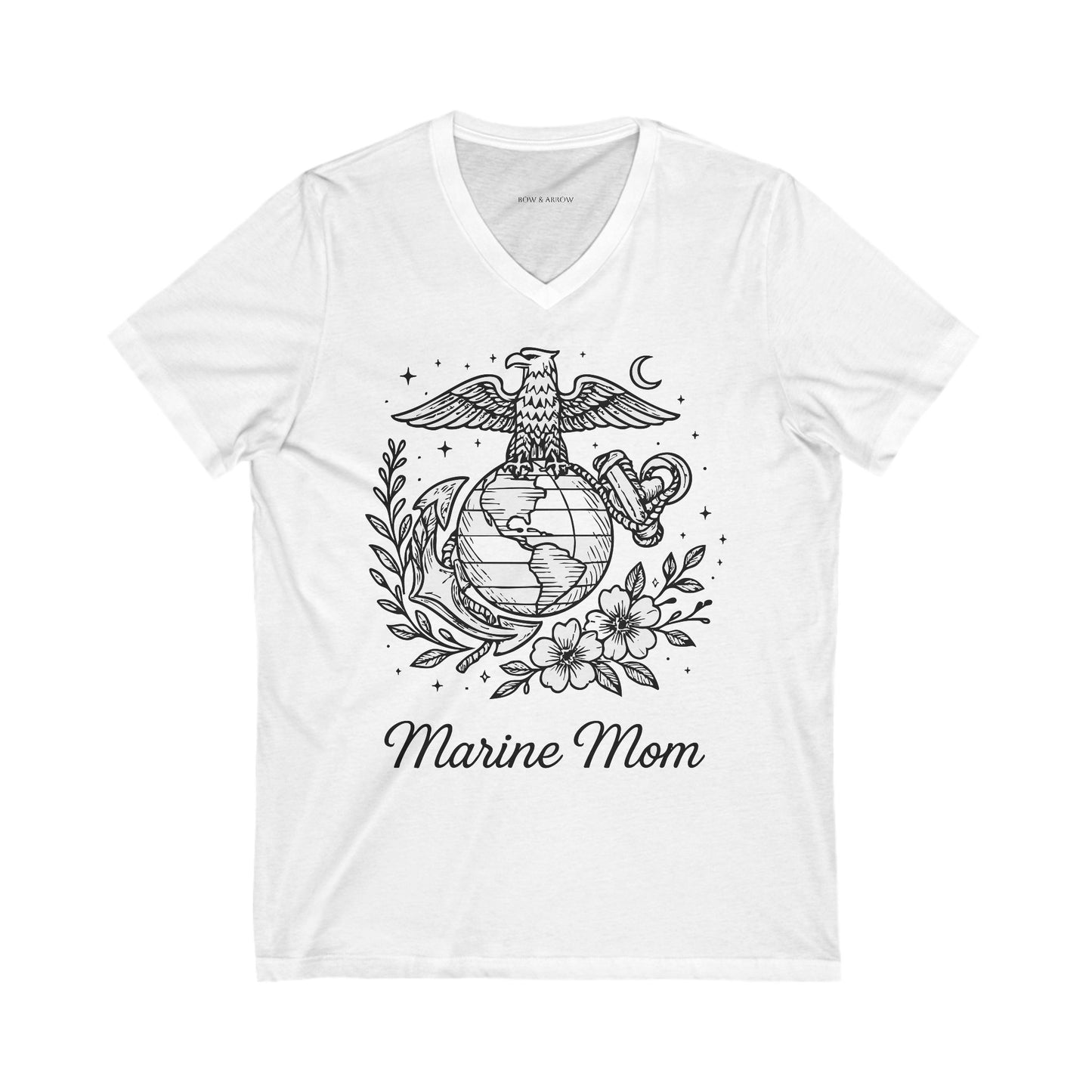 Marine Mom V-Neck Tee - Unisex Jersey Short Sleeve Shirt for Proud Mothers