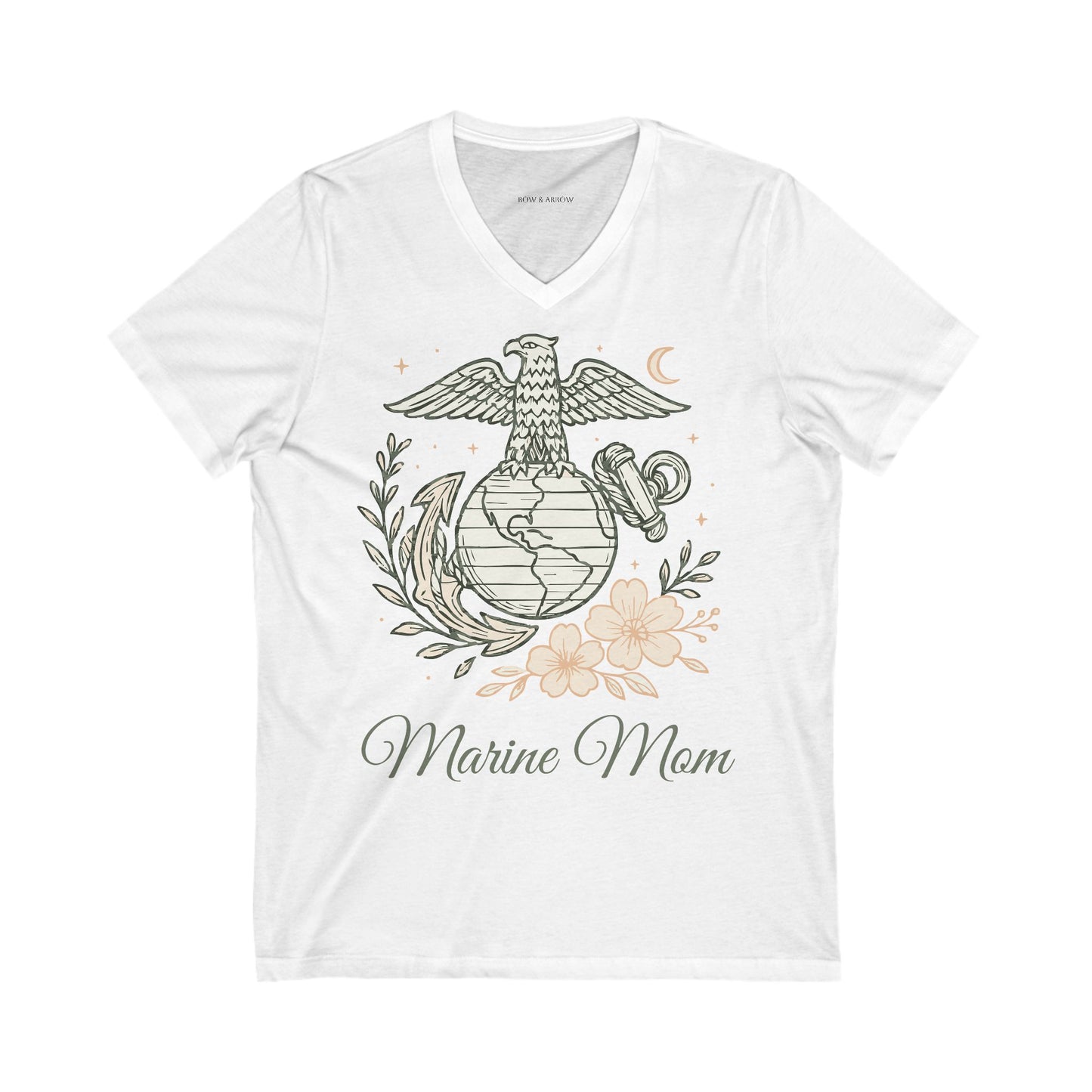 Marine Mom V-Neck Tee - Unisex Jersey Short Sleeve Shirt for Proud Moms