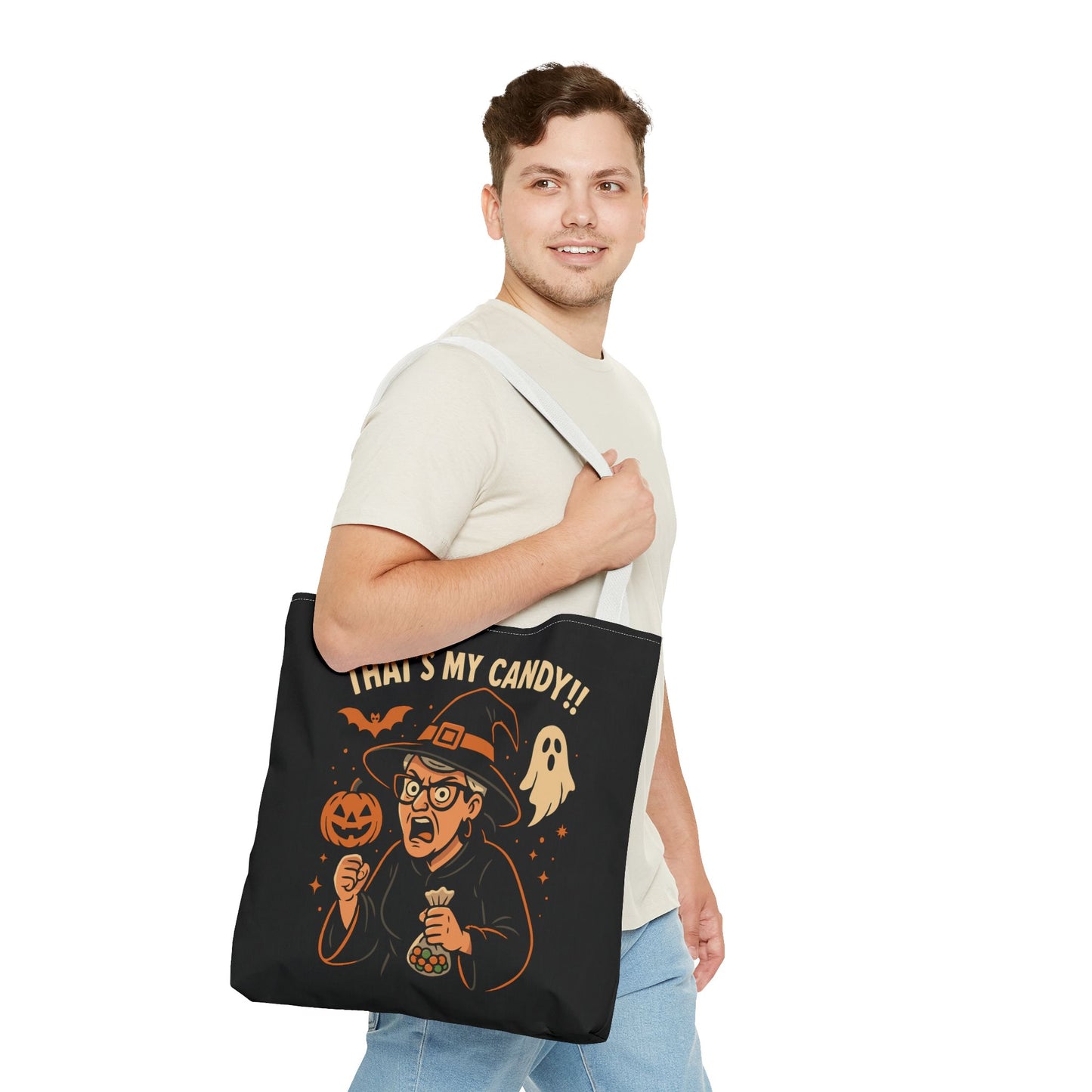 Halloween Witch Tote Bag, Trick or Treat Bag, Spooky Gift, Candy Collector Tote, Fall Shopping Bag, Funny Witch named Karen