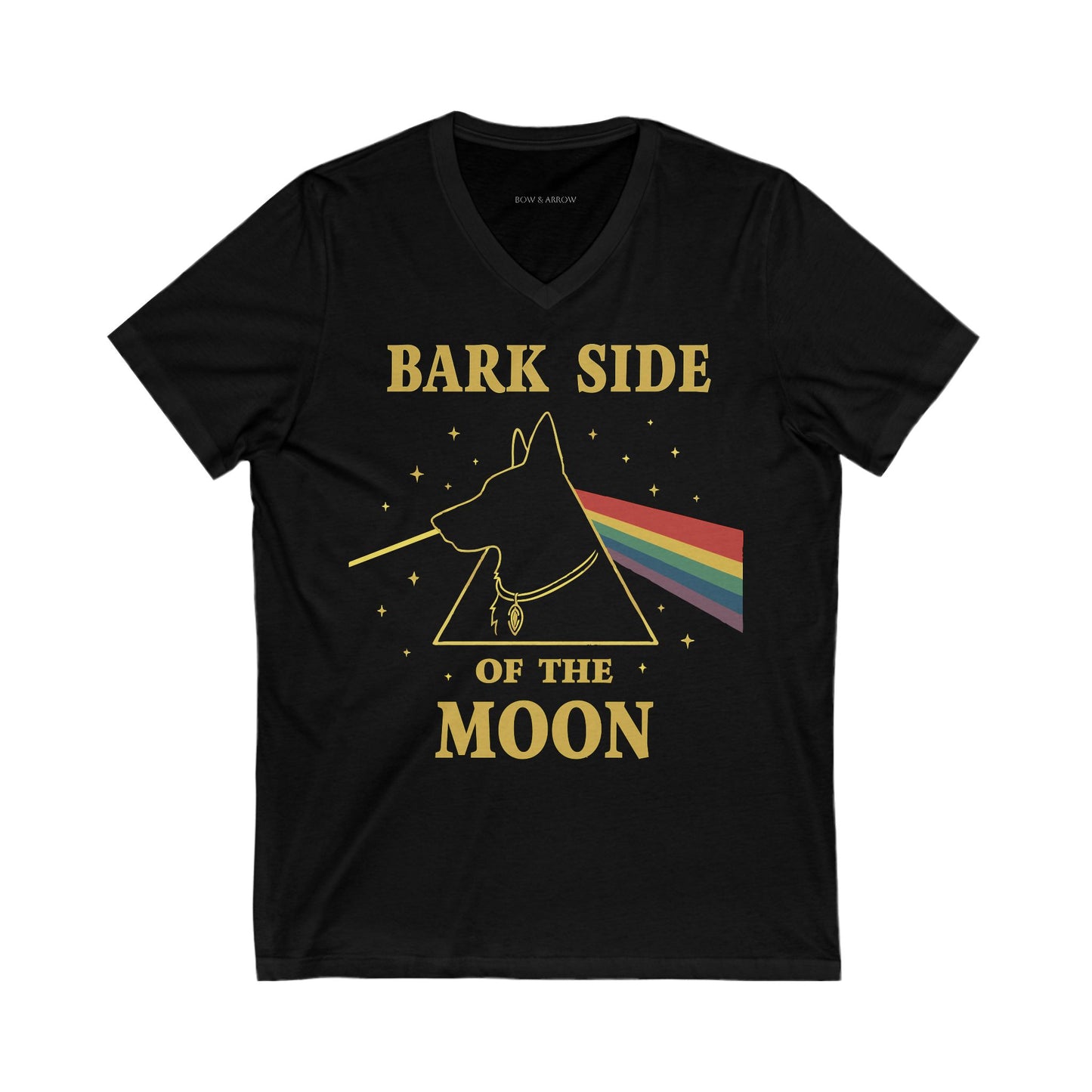 🌈 Bark Side of the Moon – Retro GSD V-Neck Tee