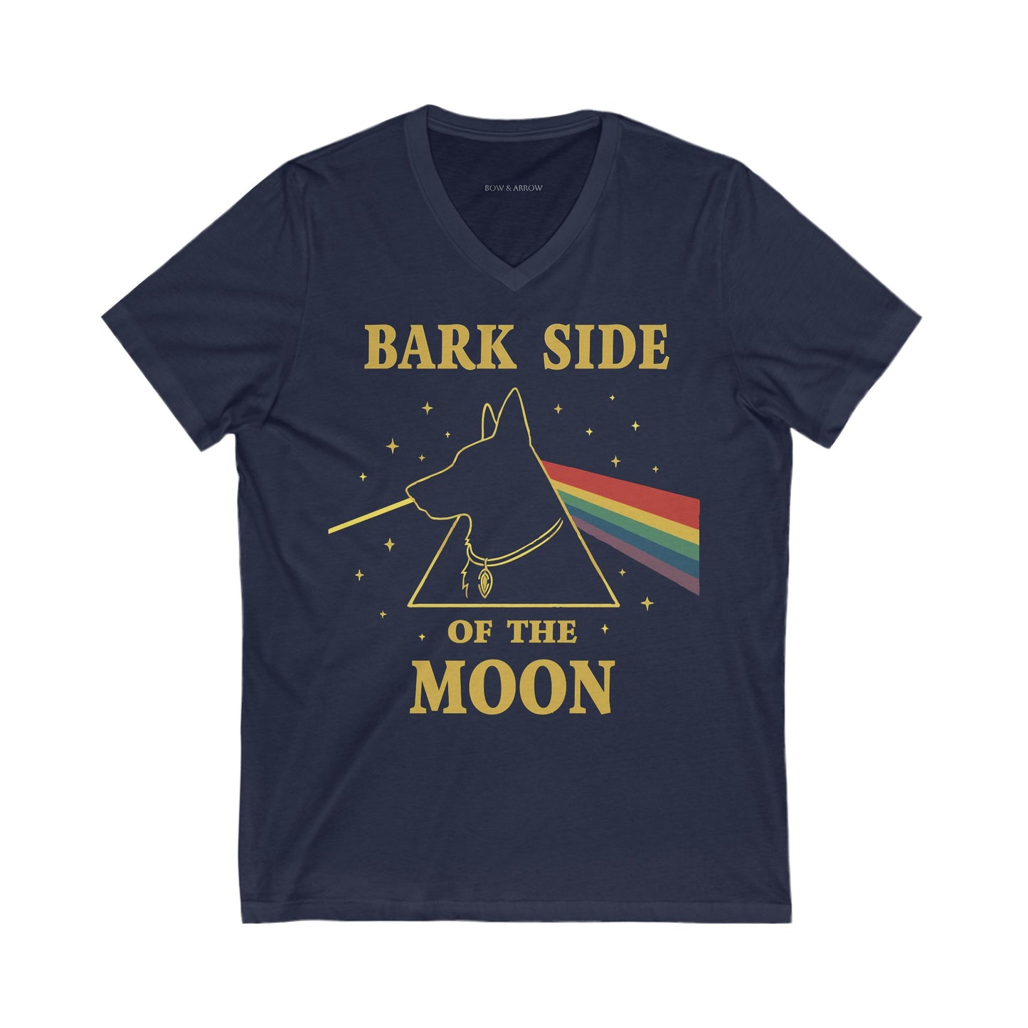 🌈 Bark Side of the Moon – Retro GSD V-Neck Tee