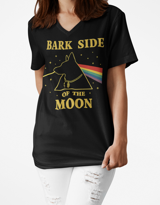 🌈 Bark Side of the Moon – Retro GSD V-Neck Tee