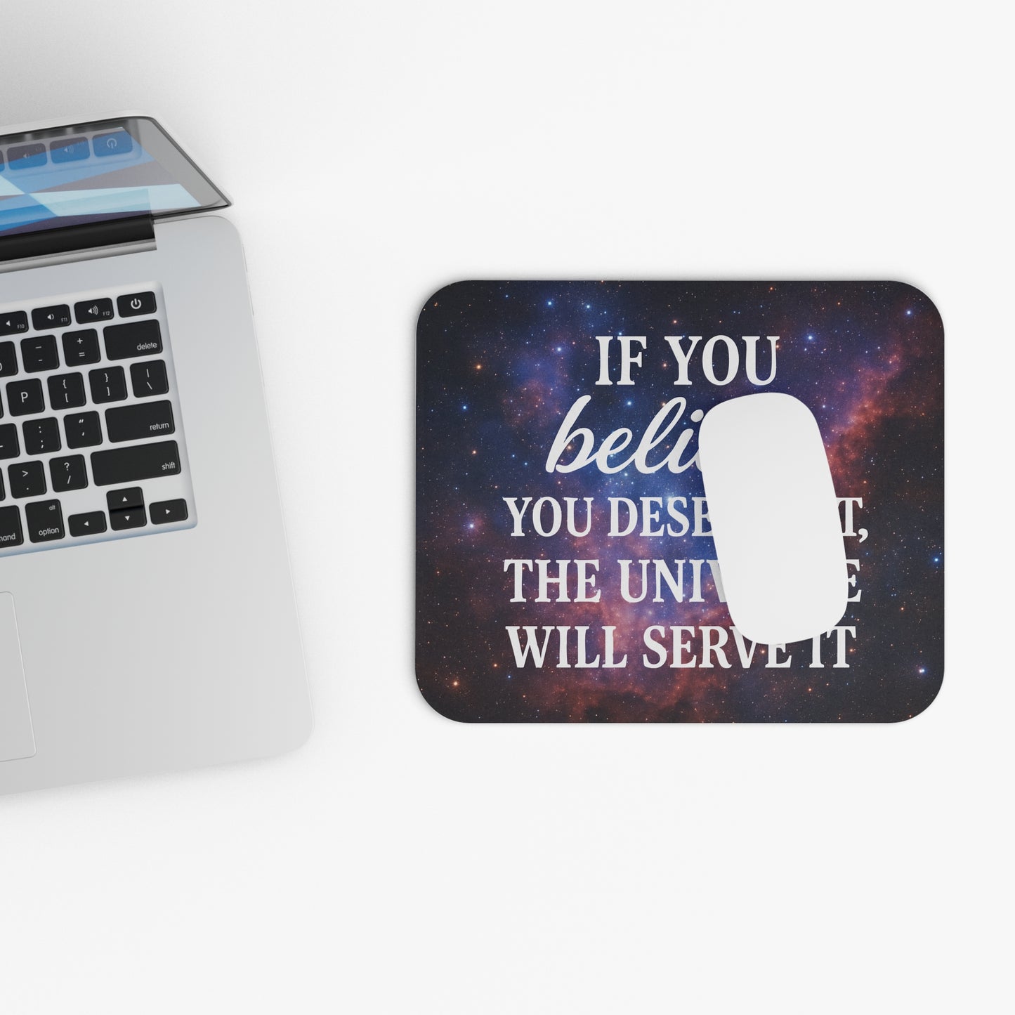 🪐 "Believe It, Receive It" Motivational Universe Mouse Pad