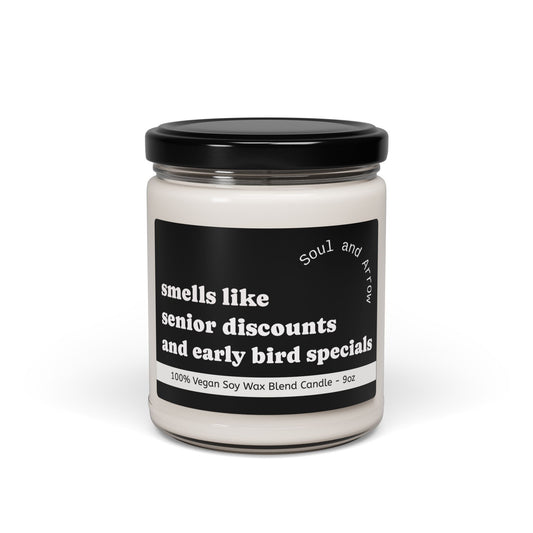 Soy Candle Gift, Funny Senior Discount Gift, Cozy Home Decor, Birthday, Milestone Celebration, Relaxation