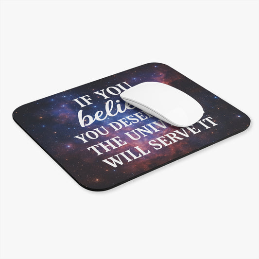🪐 "Believe It, Receive It" Motivational Universe Mouse Pad