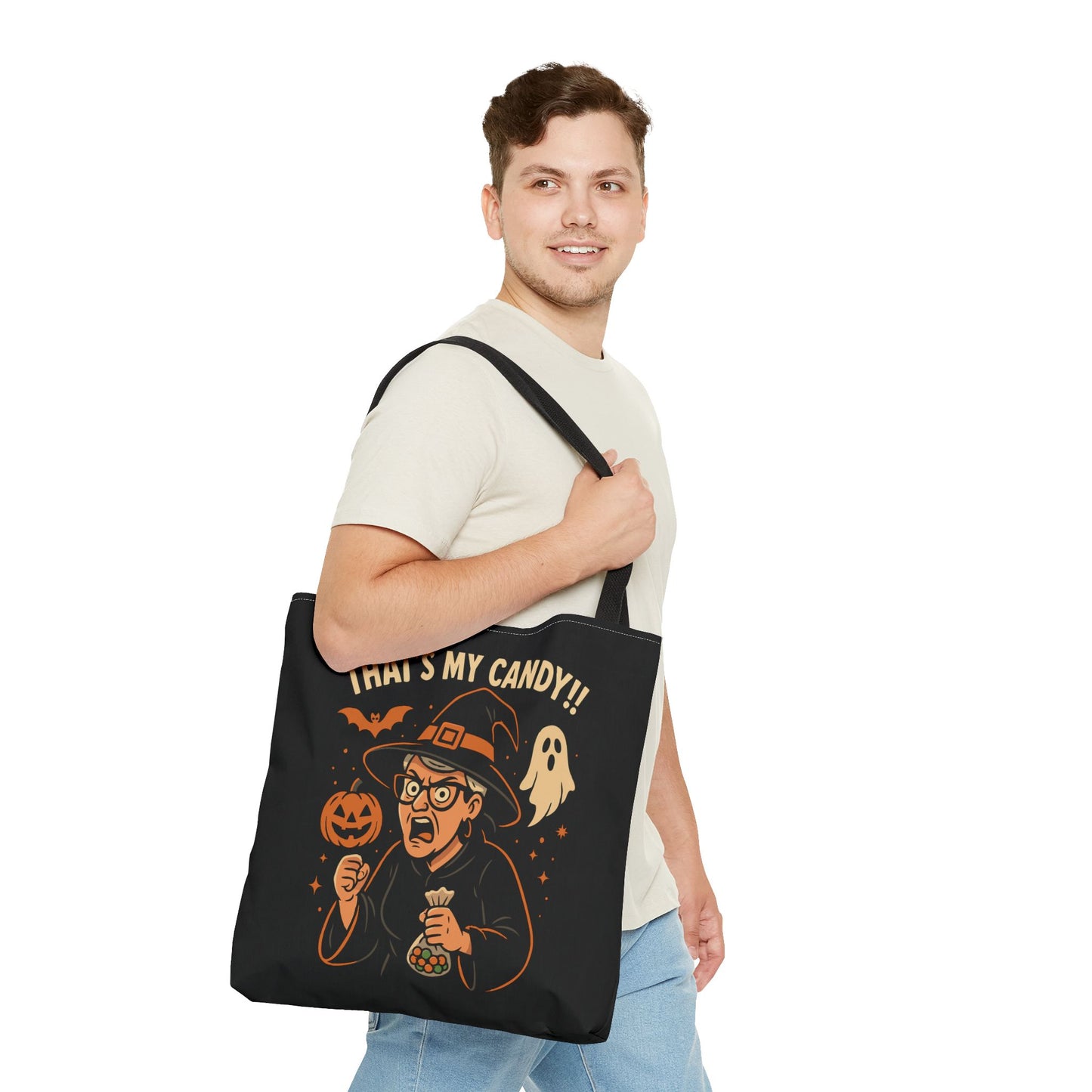 Halloween Witch Tote Bag, Trick or Treat Bag, Spooky Gift, Candy Collector Tote, Fall Shopping Bag, Funny Witch named Karen