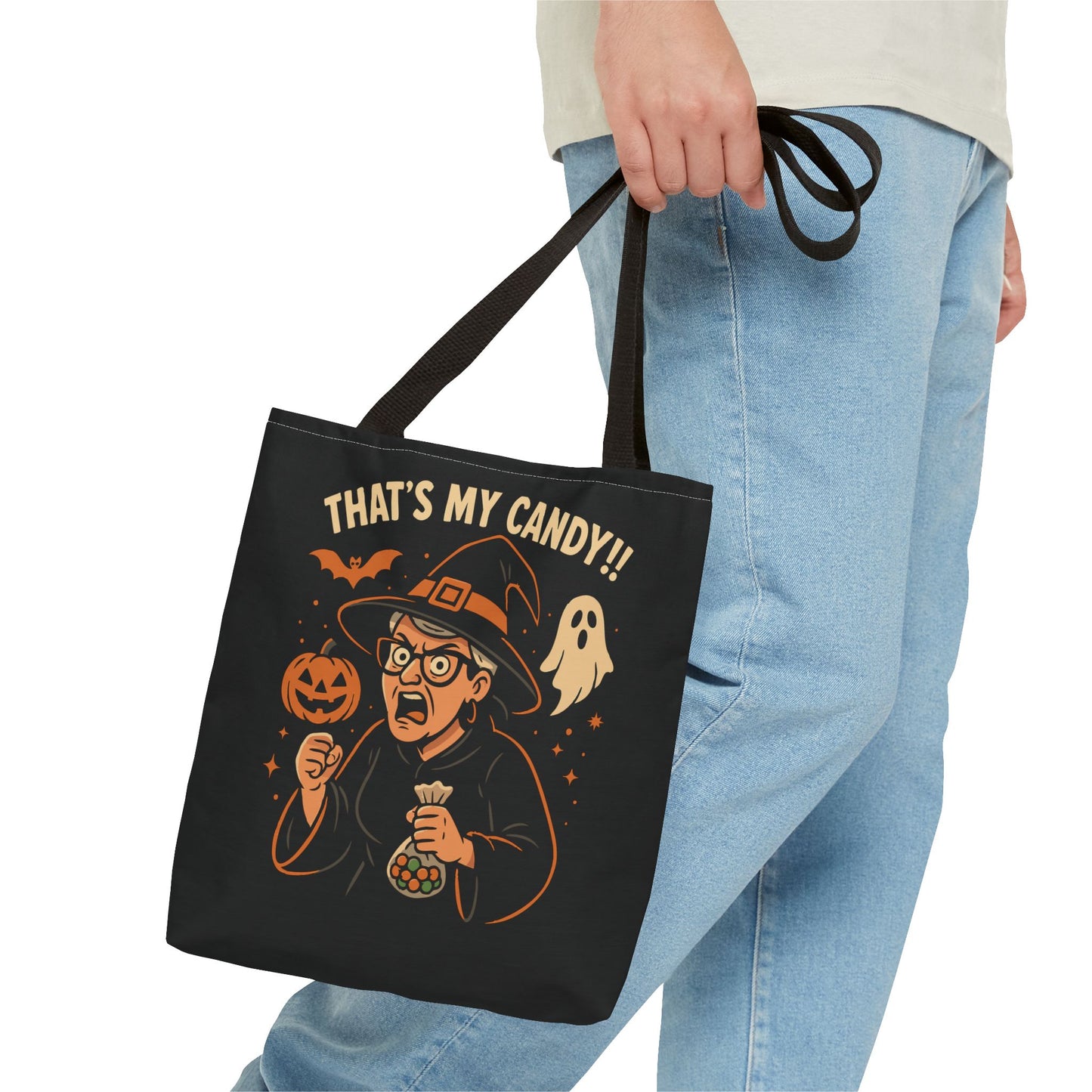 Halloween Witch Tote Bag, Trick or Treat Bag, Spooky Gift, Candy Collector Tote, Fall Shopping Bag, Funny Witch named Karen
