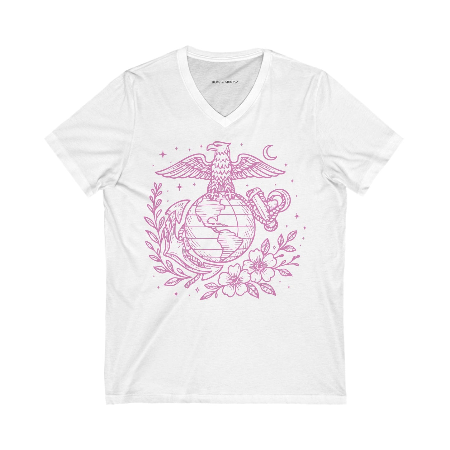 🌸 USMC Floral Emblem V-Neck Tee – Grace & Grit United (multiple colors available)