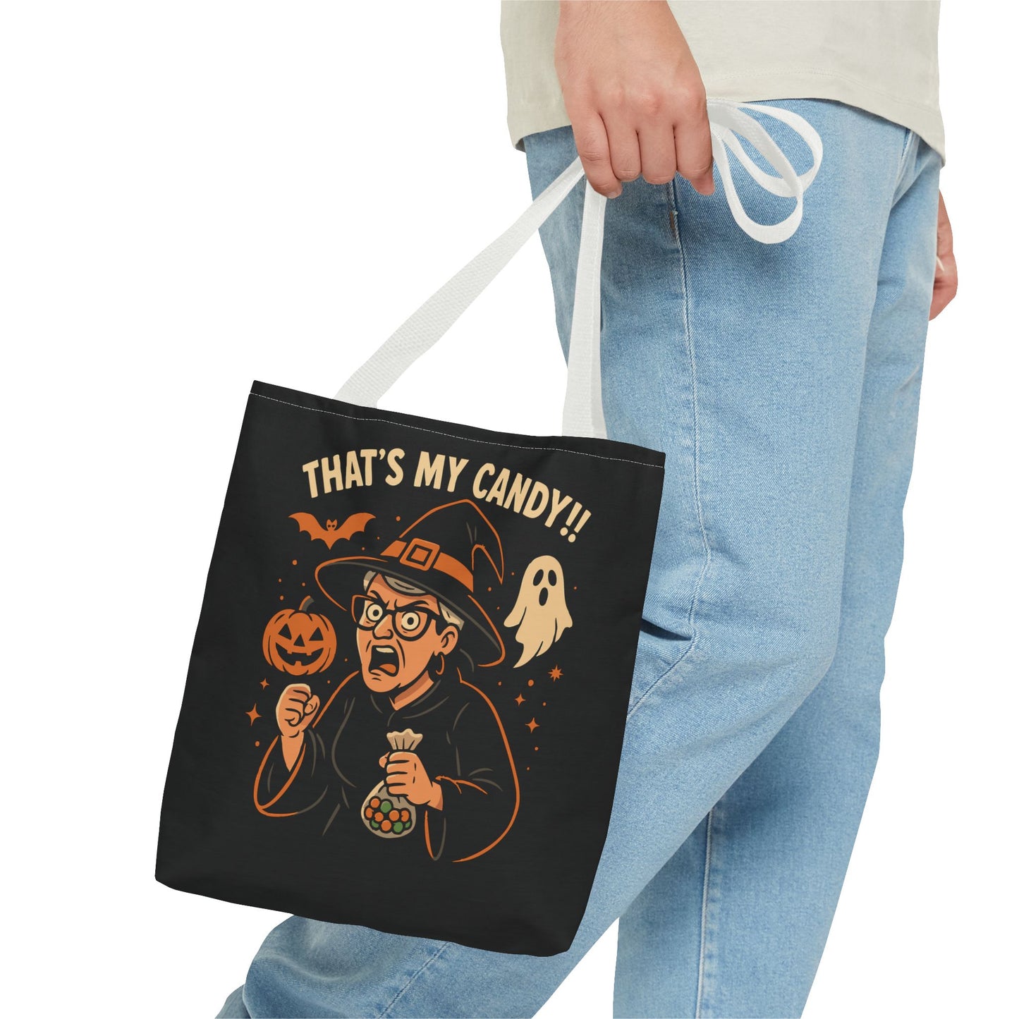 Halloween Witch Tote Bag, Trick or Treat Bag, Spooky Gift, Candy Collector Tote, Fall Shopping Bag, Funny Witch named Karen